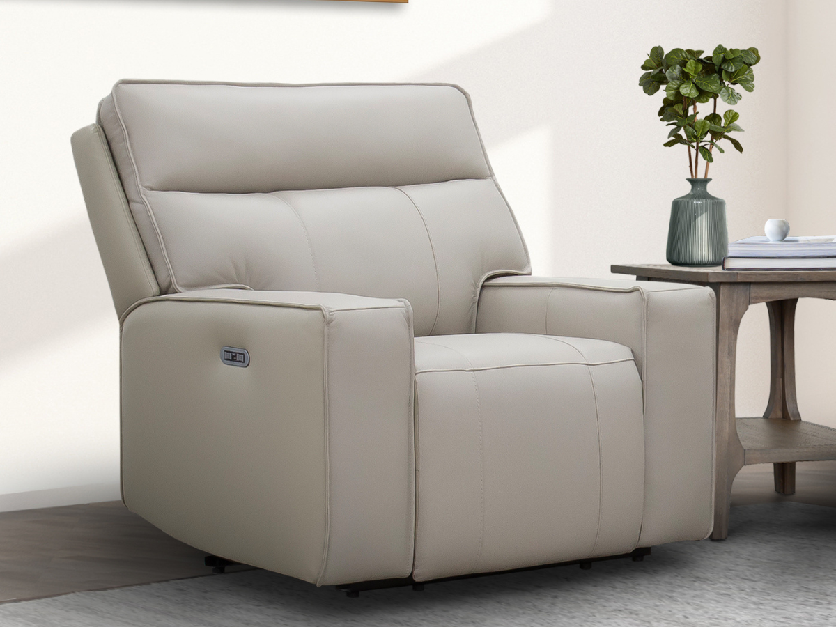 Layton Leather Power Recliner - Gray