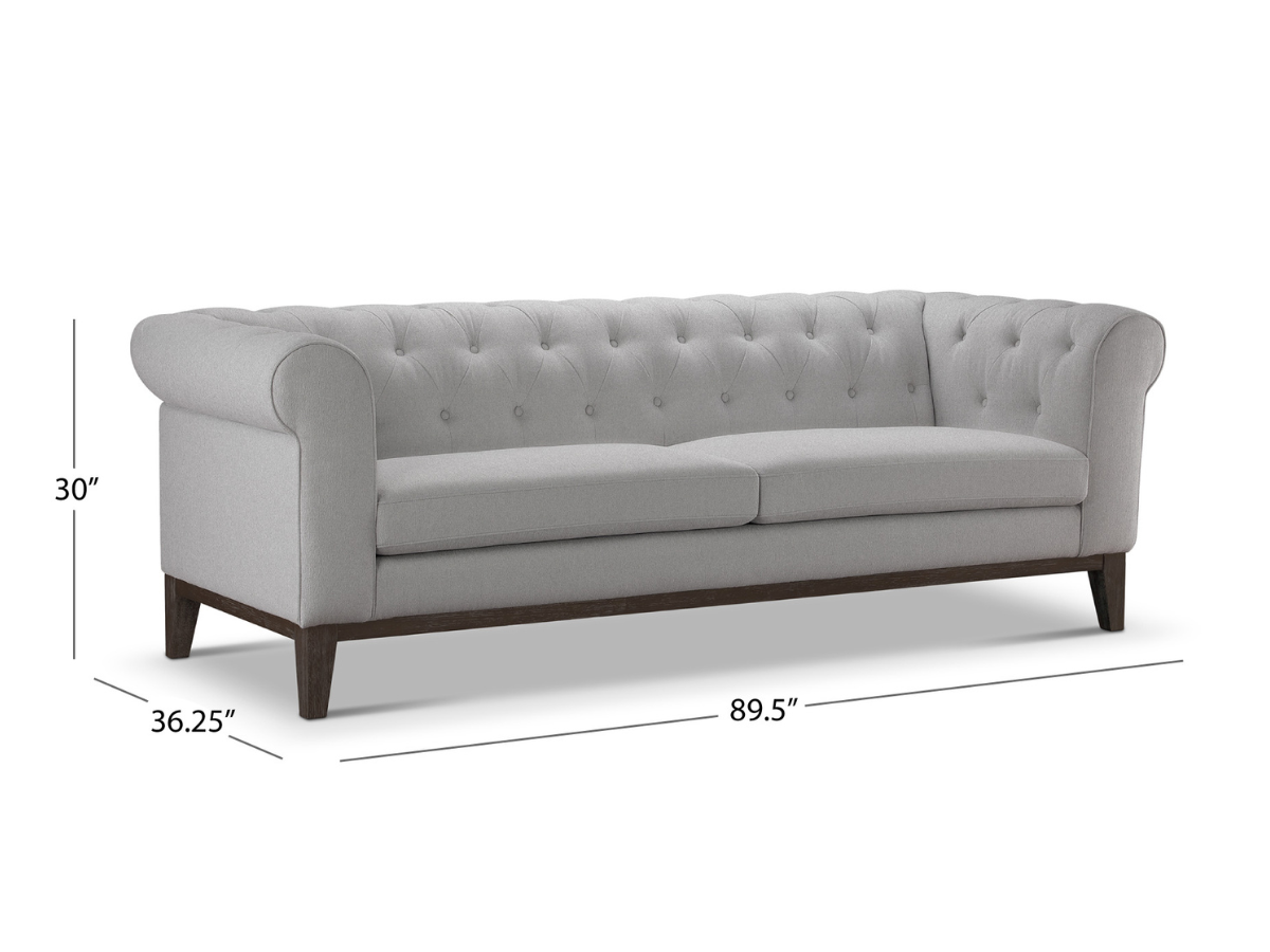 Gwen Stain Resistant Fabric Chesterfield Sofa - Light Gray