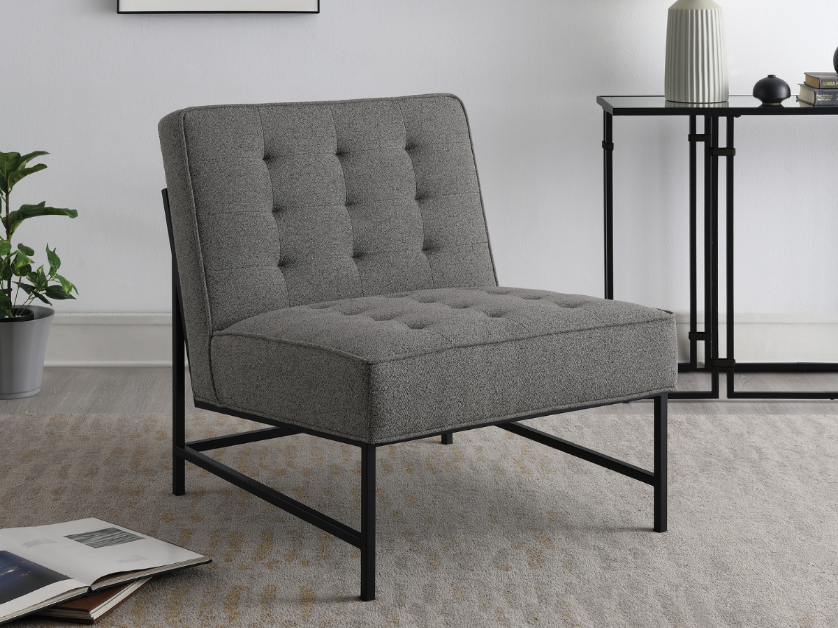 Astor Tufted Fabric Chair - Dark Gray
