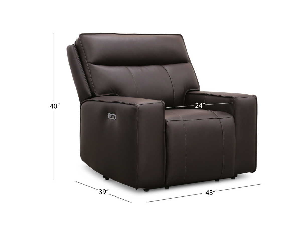 Layton Leather Power Recliner - Brown