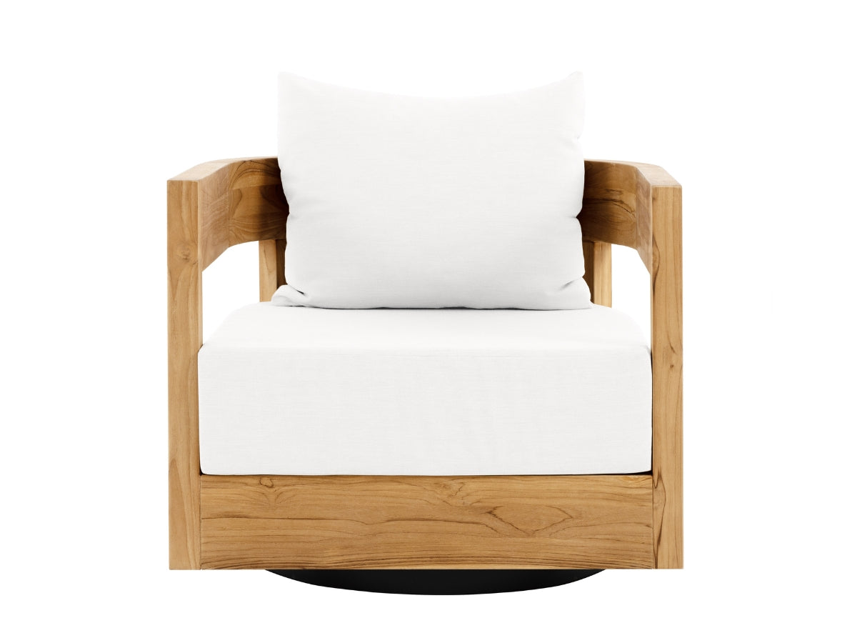 Santino® Outdoor Sofa & Swivel Rocking Chairs Collection - White Fabric with Teak Frame