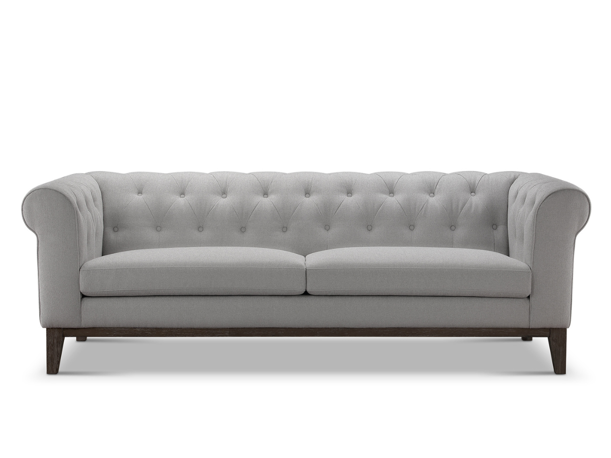 Gwen Stain Resistant Fabric Chesterfield Sofa - Light Gray