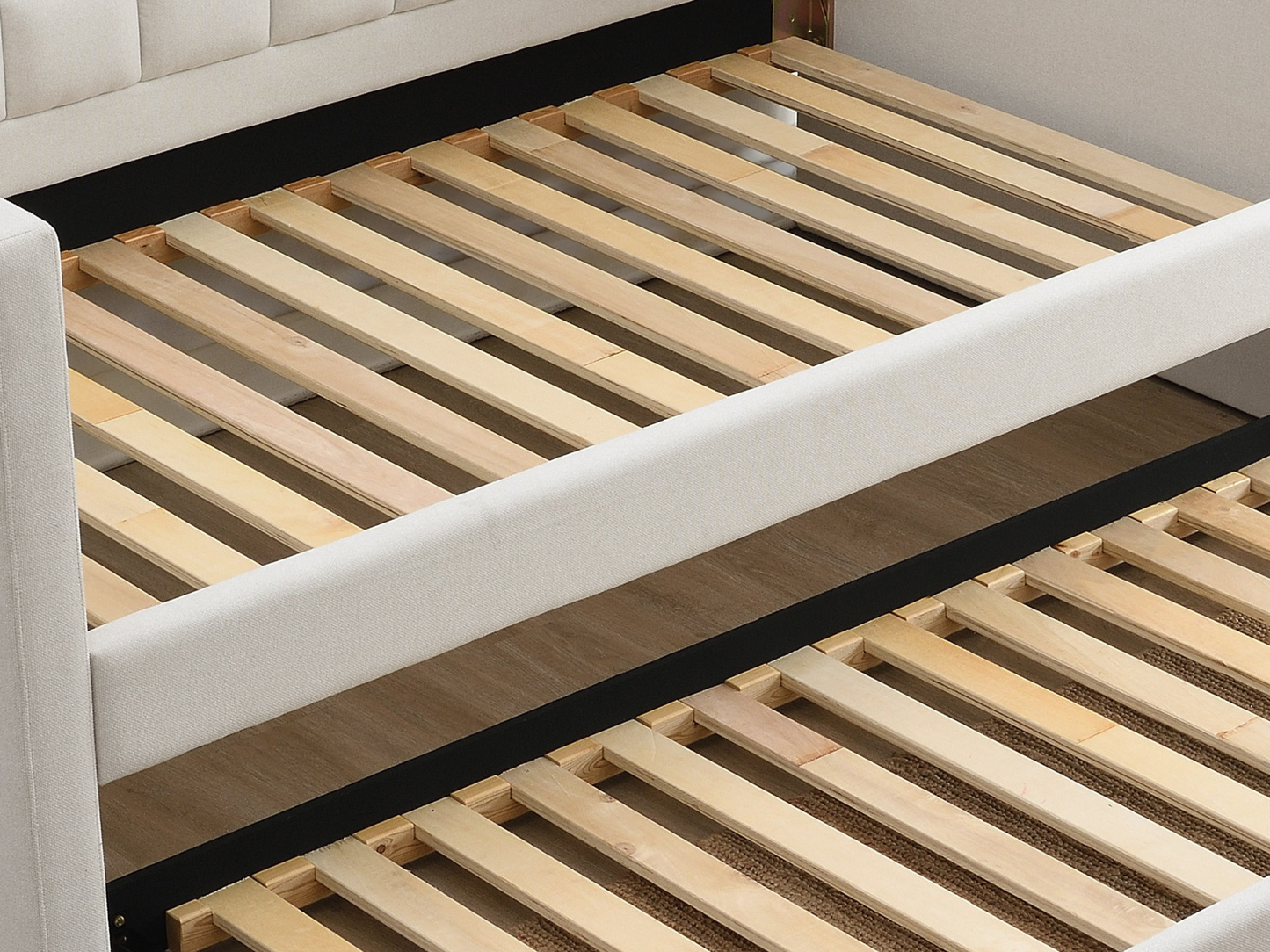 Aveline Upholstered Twin Daybed with Trundle - Ivory