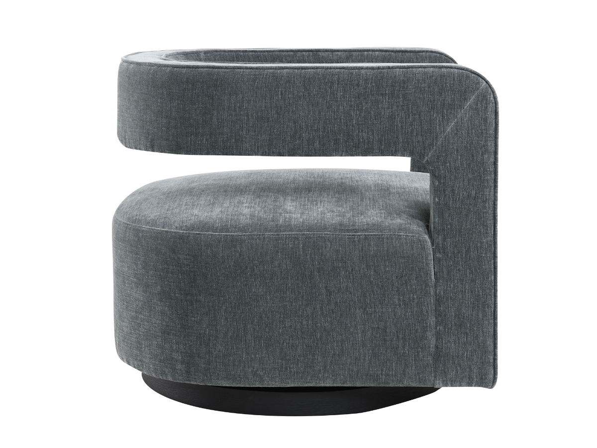Lunar Stain-Resistant Fabric Swivel Chair - Charcoal
