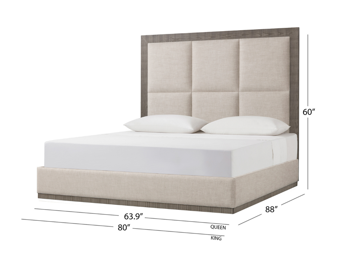 Bacara Modern Classic Wood Beige Upholstered Bed - Gray - King