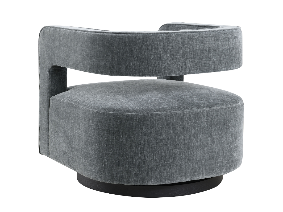 Lunar Stain-Resistant Fabric Swivel Chair - Charcoal