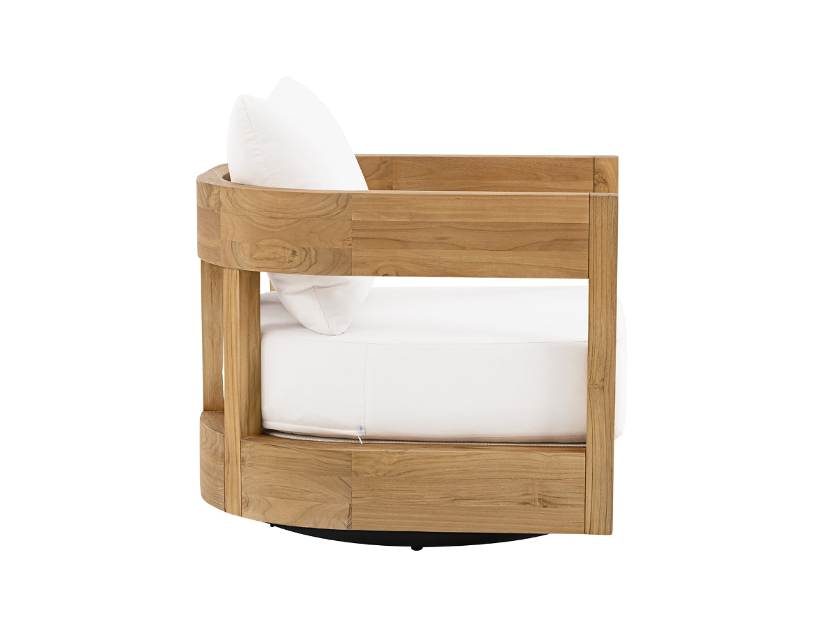 Santino® Outdoor Sofa & Swivel Rocking Chairs Collection - White Fabric with Teak Frame