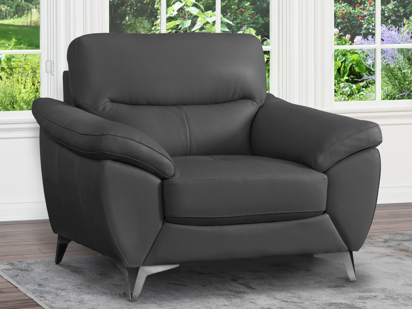 Cadence Top Grain Leather Chair - Dark Gray