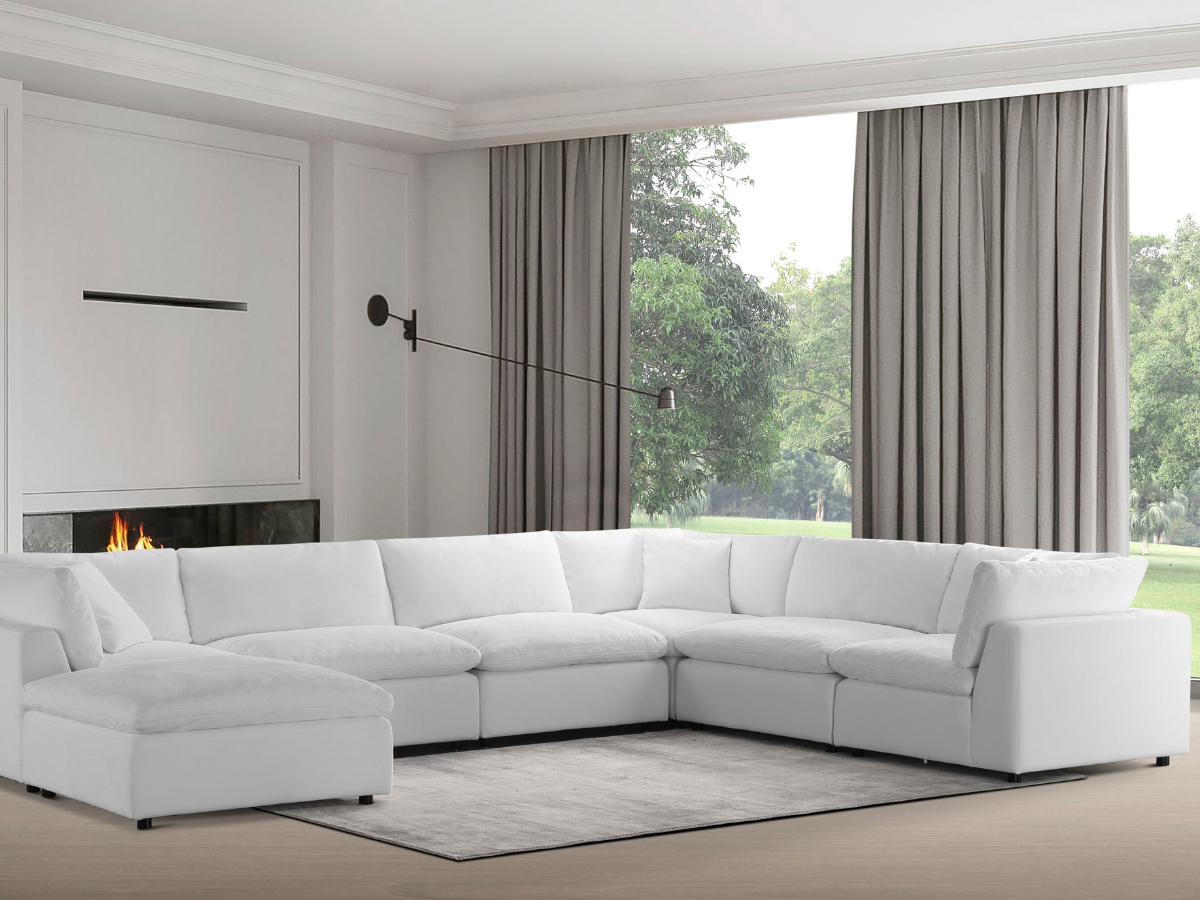 JoJo Fletcher Luxe Feather and Down 7-pc L-Shaped Sectional Set