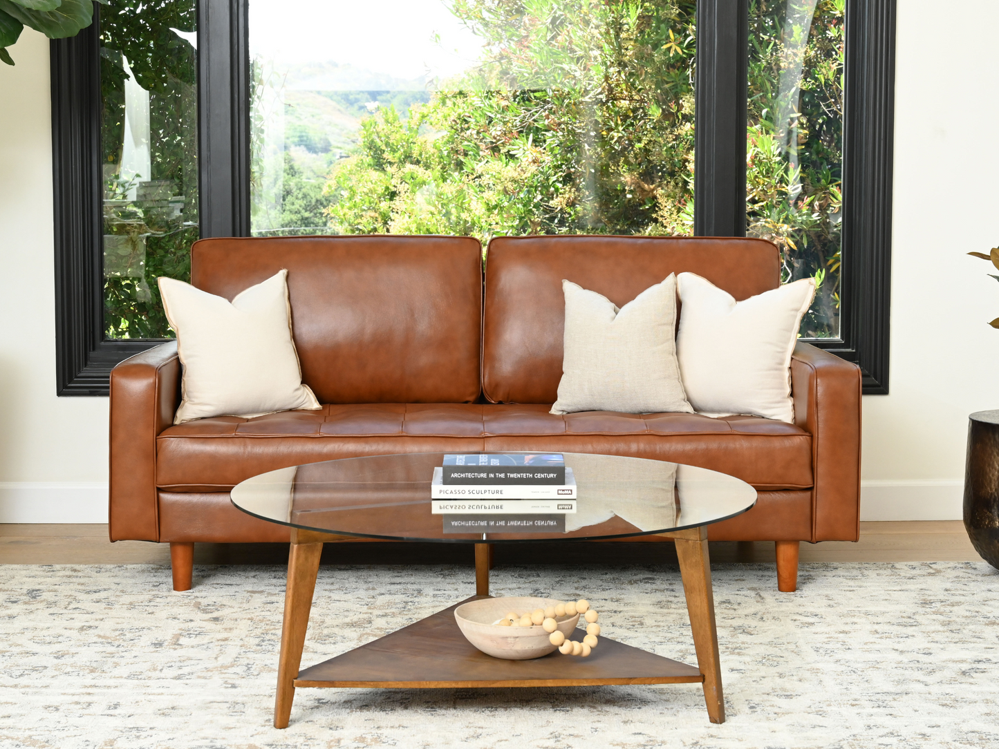 Holloway Mid-Century Leather Sofa