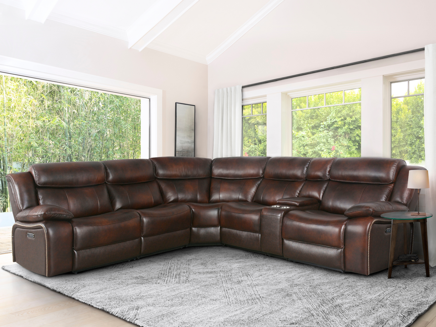 Veneta Top Grain Leather 6-pc Power Reclining Sectional