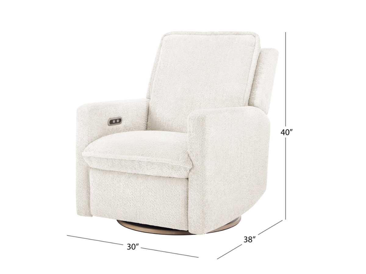 Ayden Boucle Swivel Glider Power Recliner - White