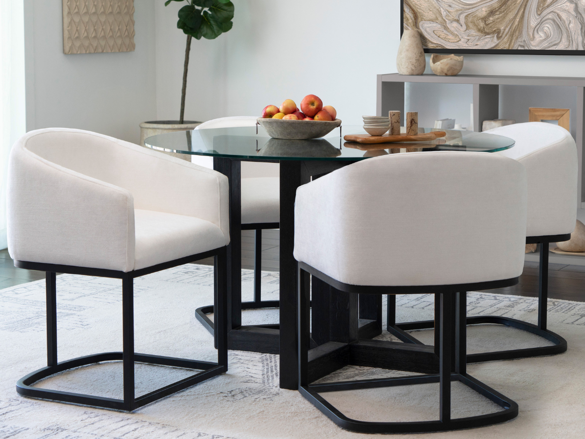 Atlas 5-pc Contemporary Dining Collection with Metal Base Chairs - White