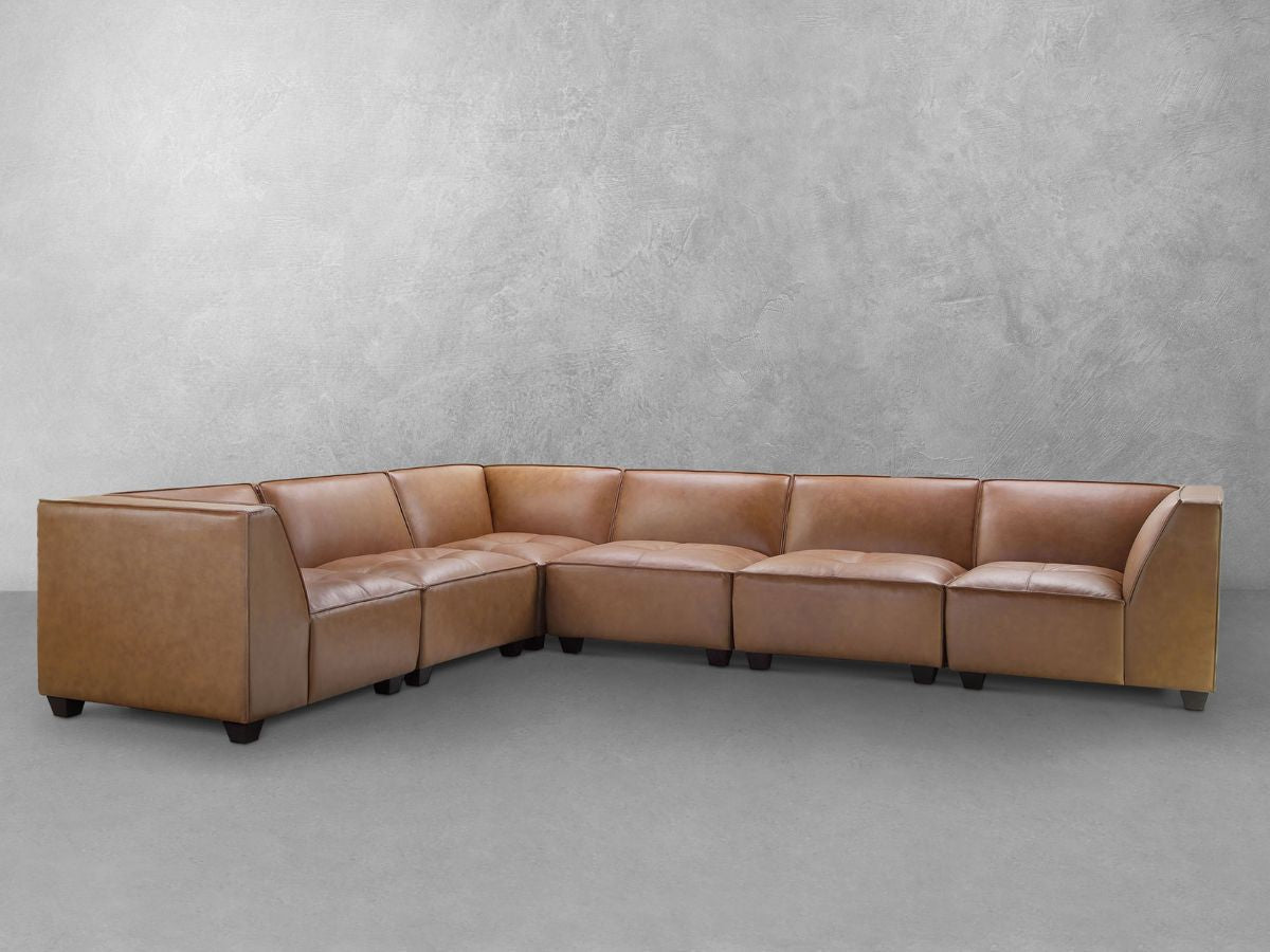 Wallingford 6-pc Modular Leather Sectional, Camel
