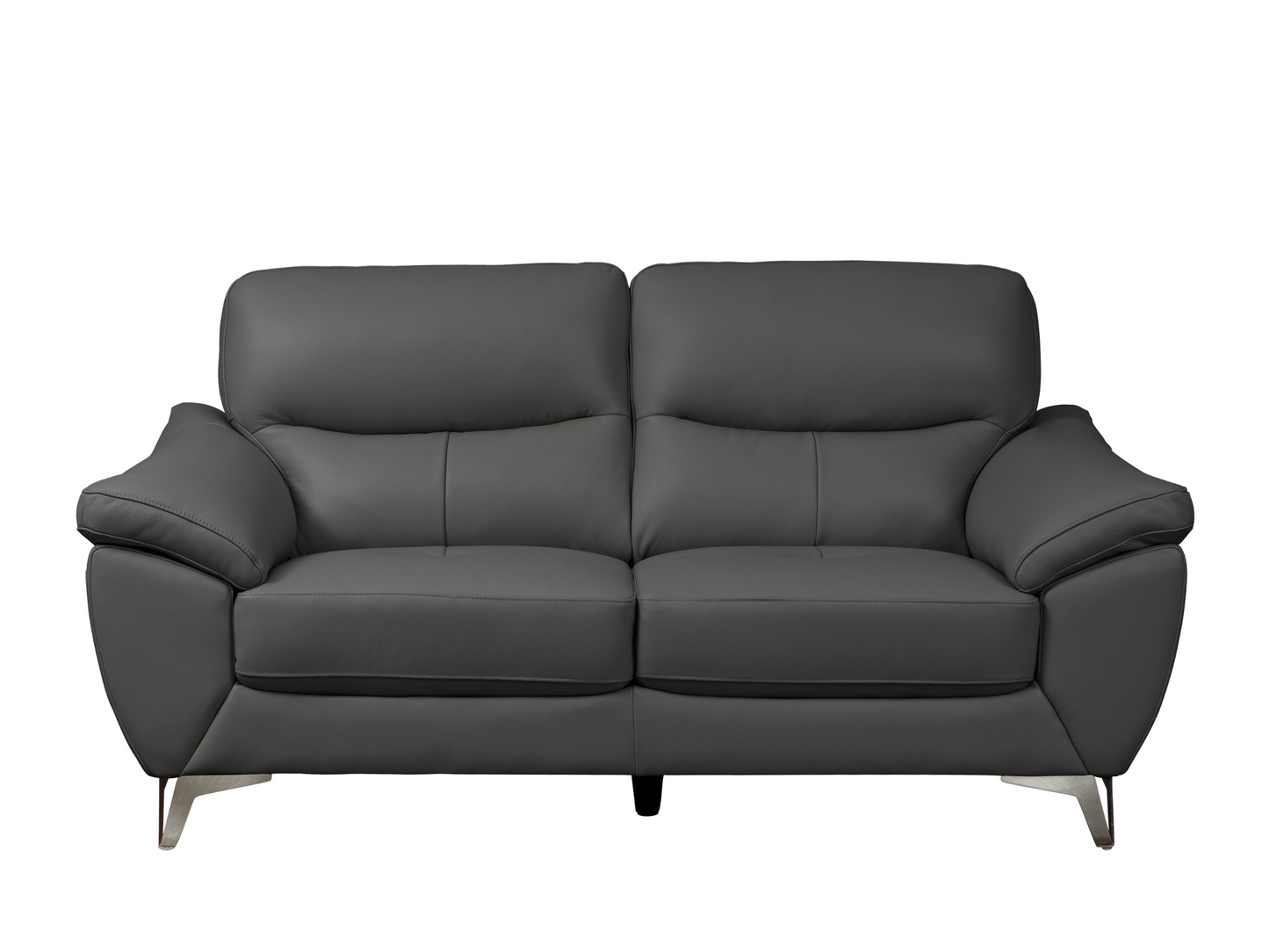 Cadence Top Grain Leather Loveseat - Dark Gray