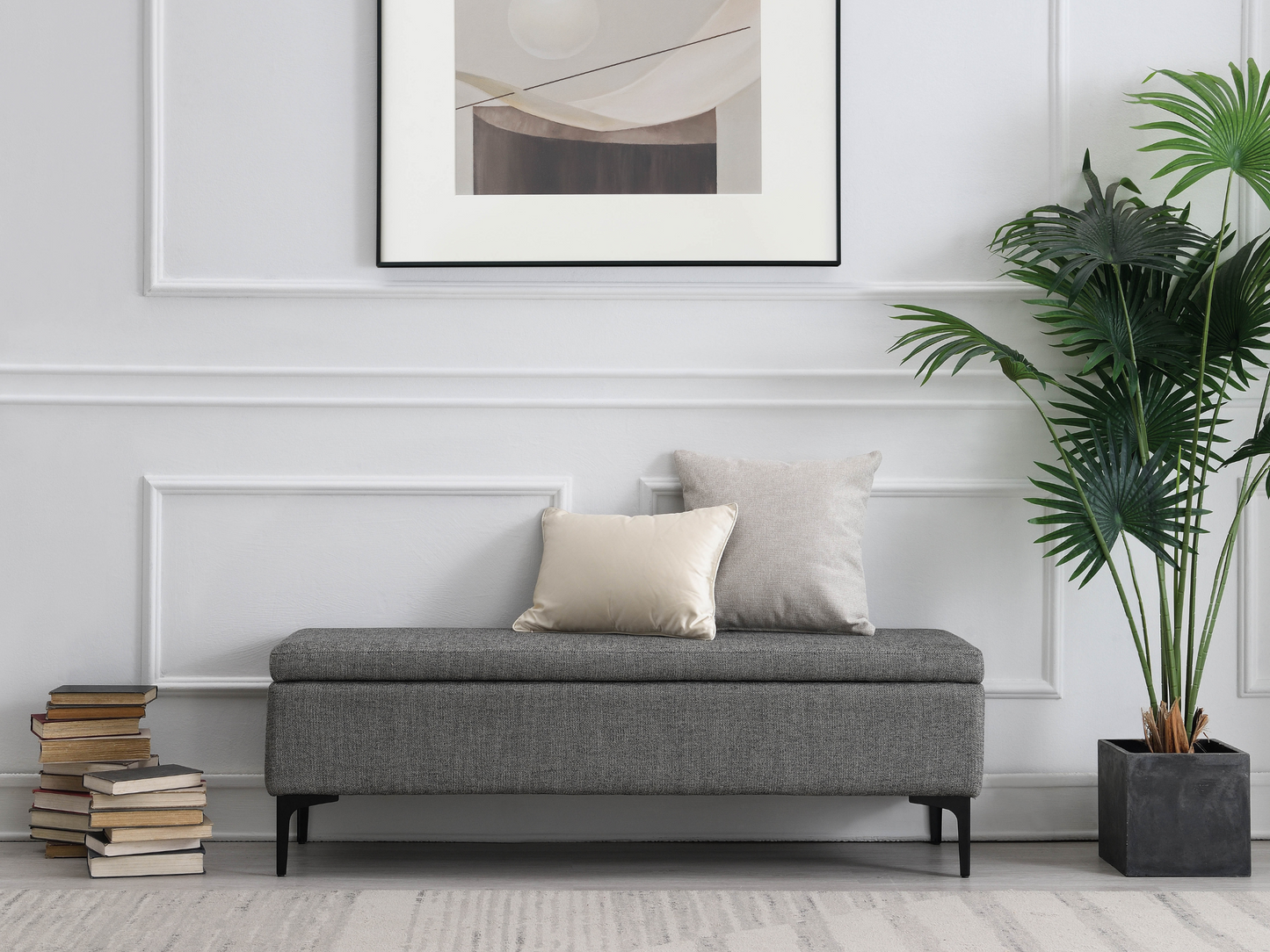 Evella Upholstered Storage Bench - Gray - Queen