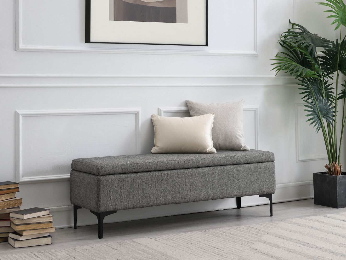 Evella Upholstered Storage Bench - Gray - Queen
