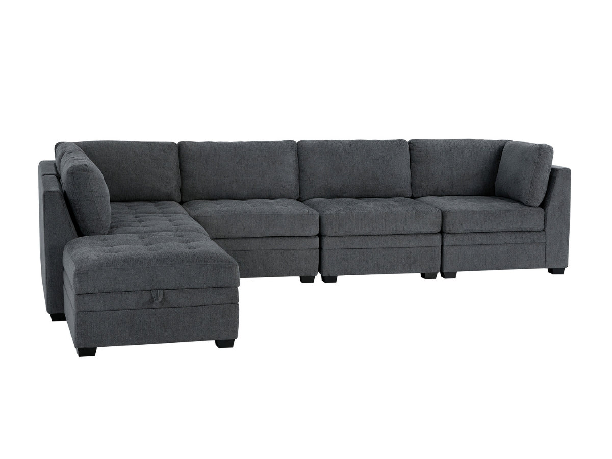 Nixon Fabric 6 Piece Modular Sectional Set - Gray