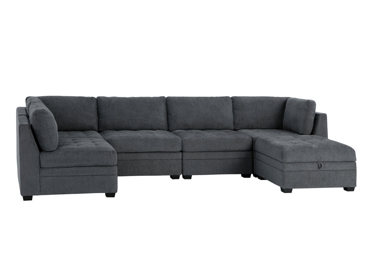 Nixon Fabric 6 Piece Modular Sectional Set - Gray