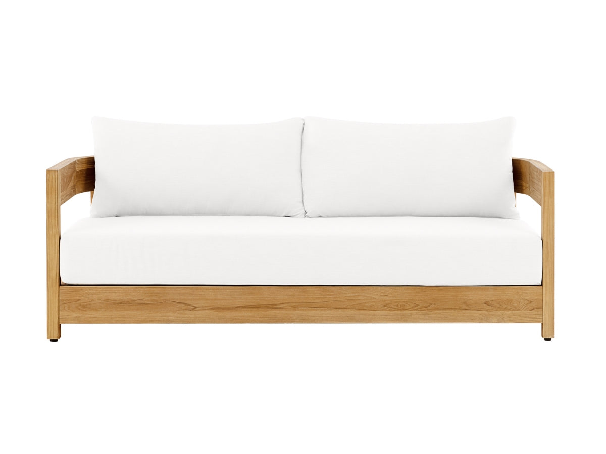 Santino® Outdoor Sofa & Swivel Rocking Chairs Collection - White Fabric with Teak Frame