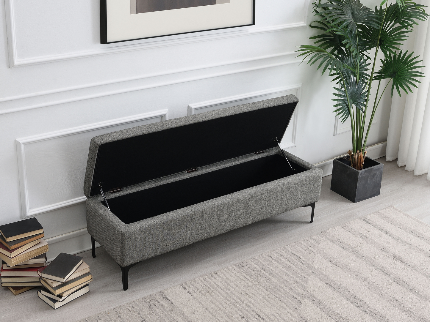 Evella Upholstered Storage Bench - Gray - Queen
