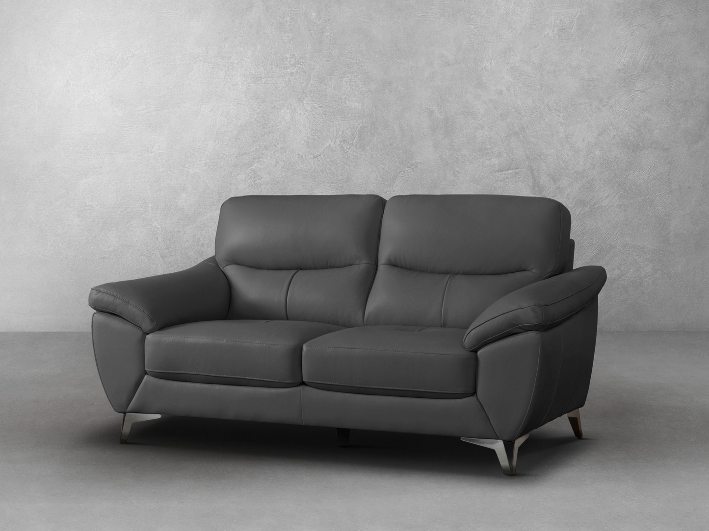 Cadence Top Grain Leather Loveseat - Dark Gray