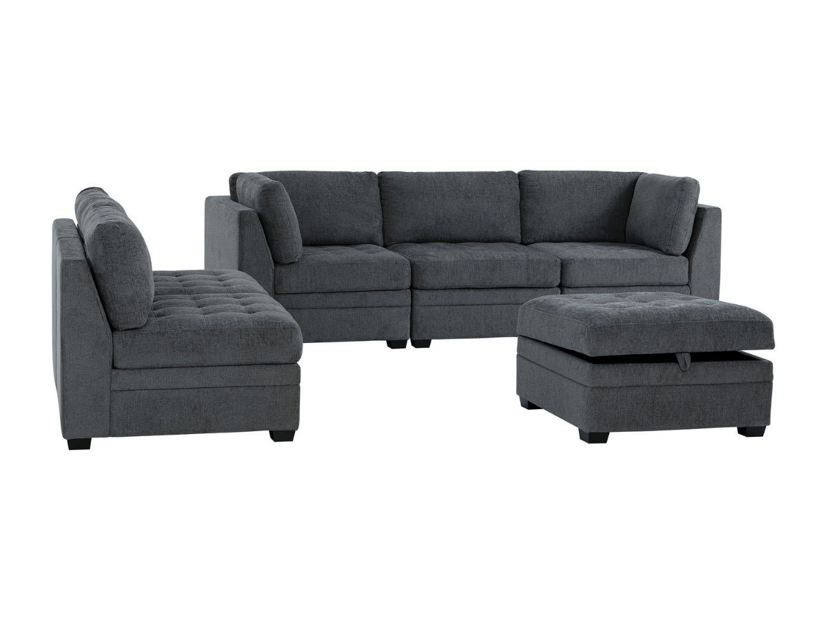 Nixon Fabric 6 Piece Modular Sectional Set - Gray