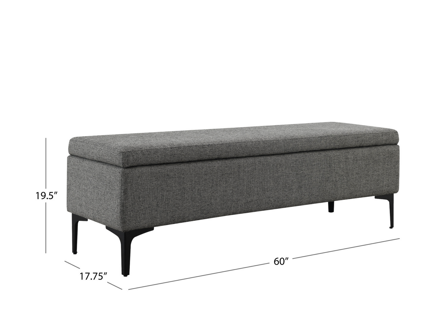 Evella Upholstered Storage Bench - Gray - Queen