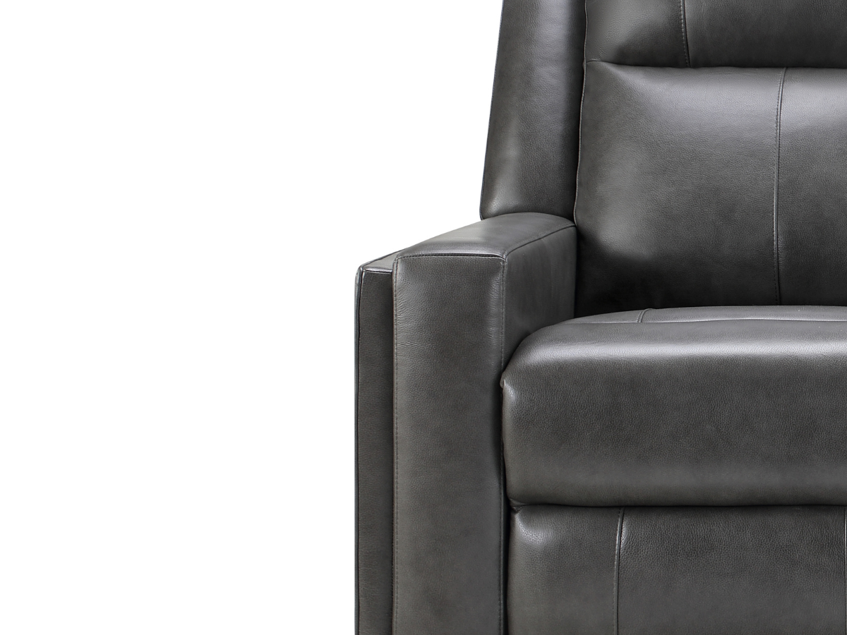 Rhodes Top-Grain Leather Manual Reclining Sofa - Gray