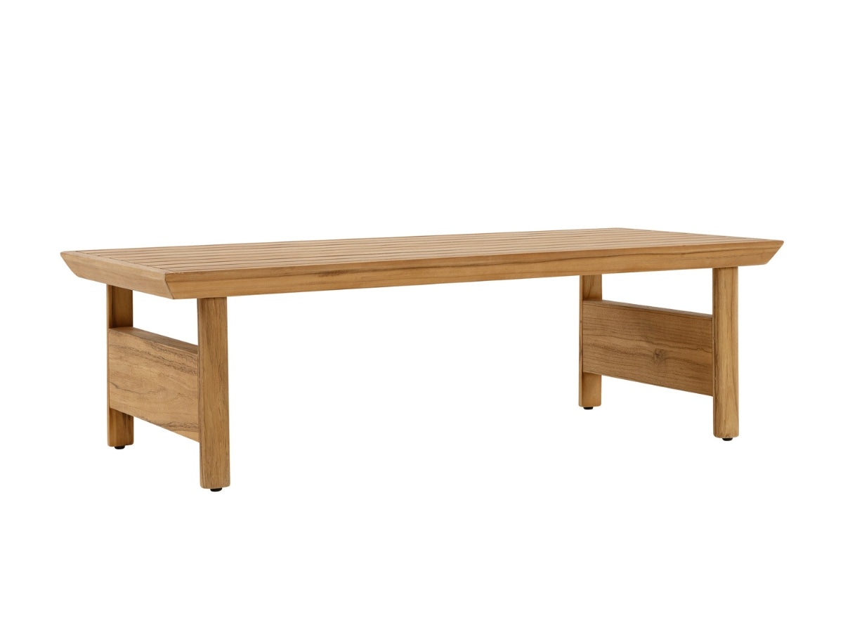 Santino® Outdoor Sofa & Coffee Table Collection - Gray Fabric with Teak Frame