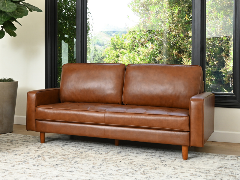 Holloway Mid-Century Leather Sofa