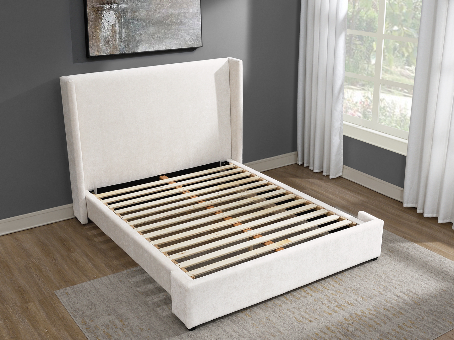 Lennon Upholstered Bed - Ivory - Queen