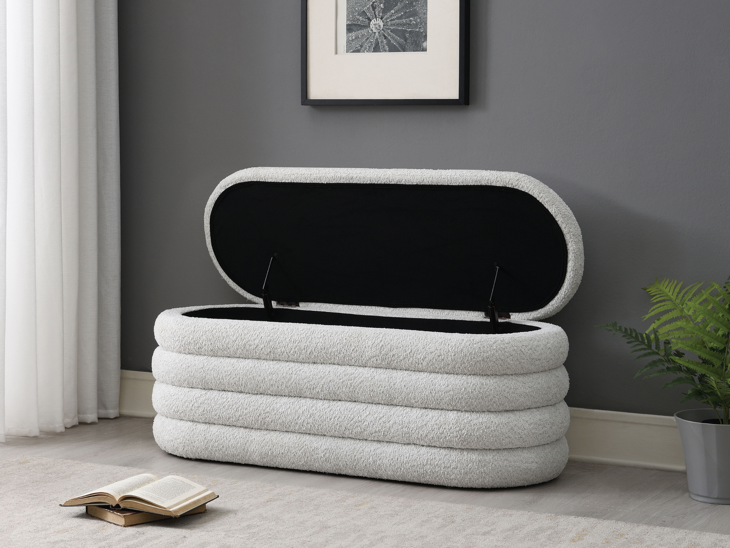 Cleo Storage Bench Ottoman - Gray