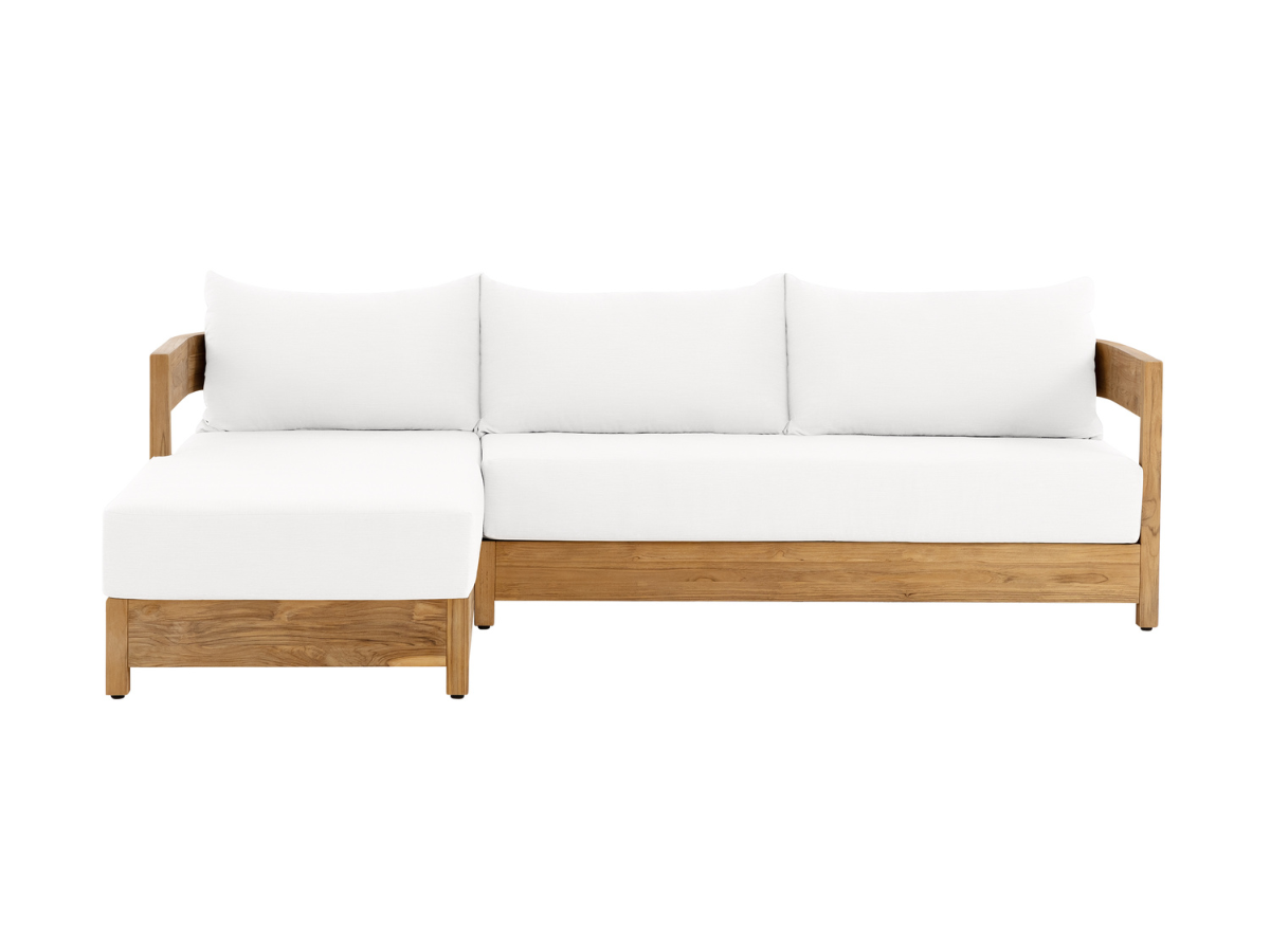 Santino® Outdoor 2-Piece Sectional - White Fabric with Teak Frame