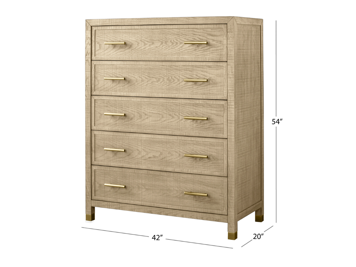 Bacara Modern Classic Wood Brushed 5-Drawer Chest 42' - Natural