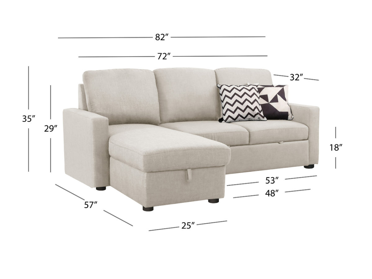 Newton Reversible Storage Sofa Bed Sectional - Beige