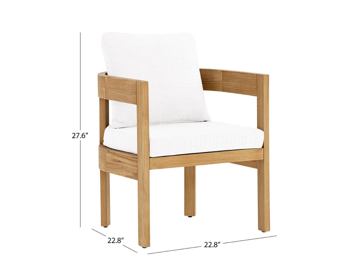 Santino® Outdoor 7-Piece 74" Dining Set - White Fabric with Teak Frame