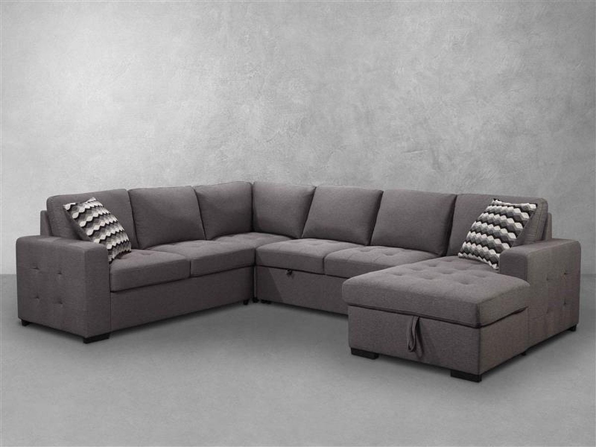 Jameson 6-pc Fabric Storage Sectional with Pullout Bed - Gray