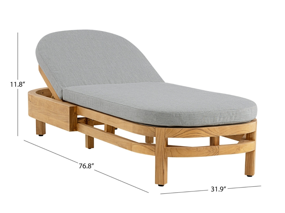 Santino® Outdoor Chaise Lounger - Gray Fabric with Teak Frame