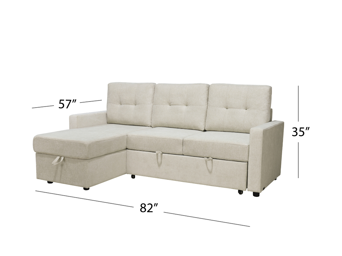 Kylie Storage Sofa Bed Reversible Sectional - Cream