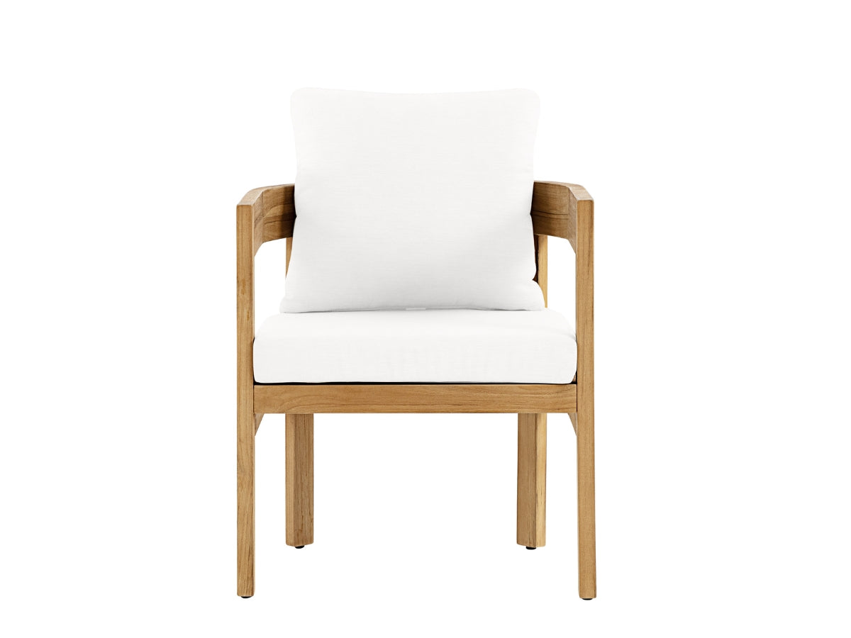 Santino® Outdoor 7-Piece 74" Dining Set - White Fabric with Teak Frame