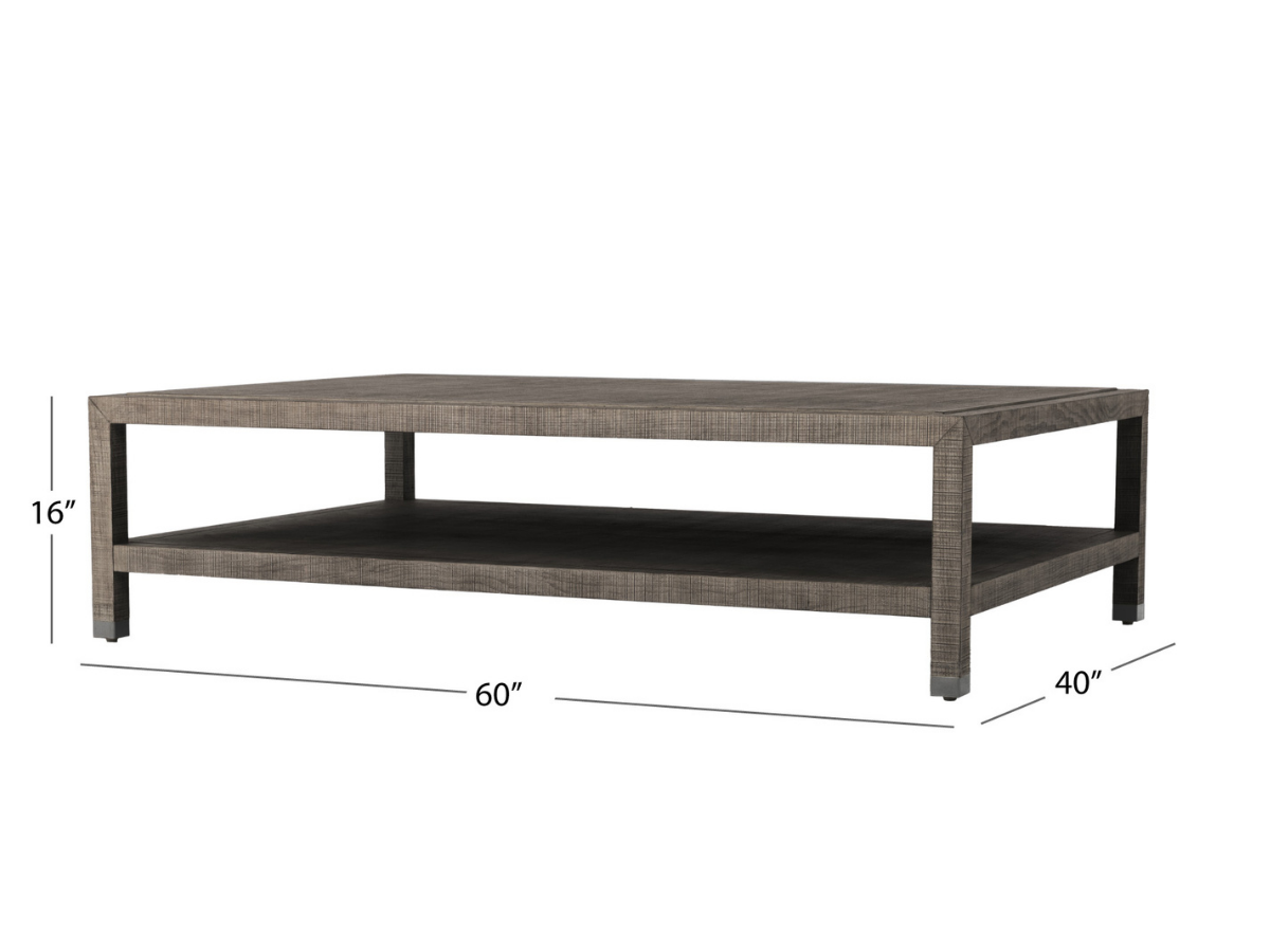 Bacara Modern Classic Wood Brushed Coffee Table 60' - Gray