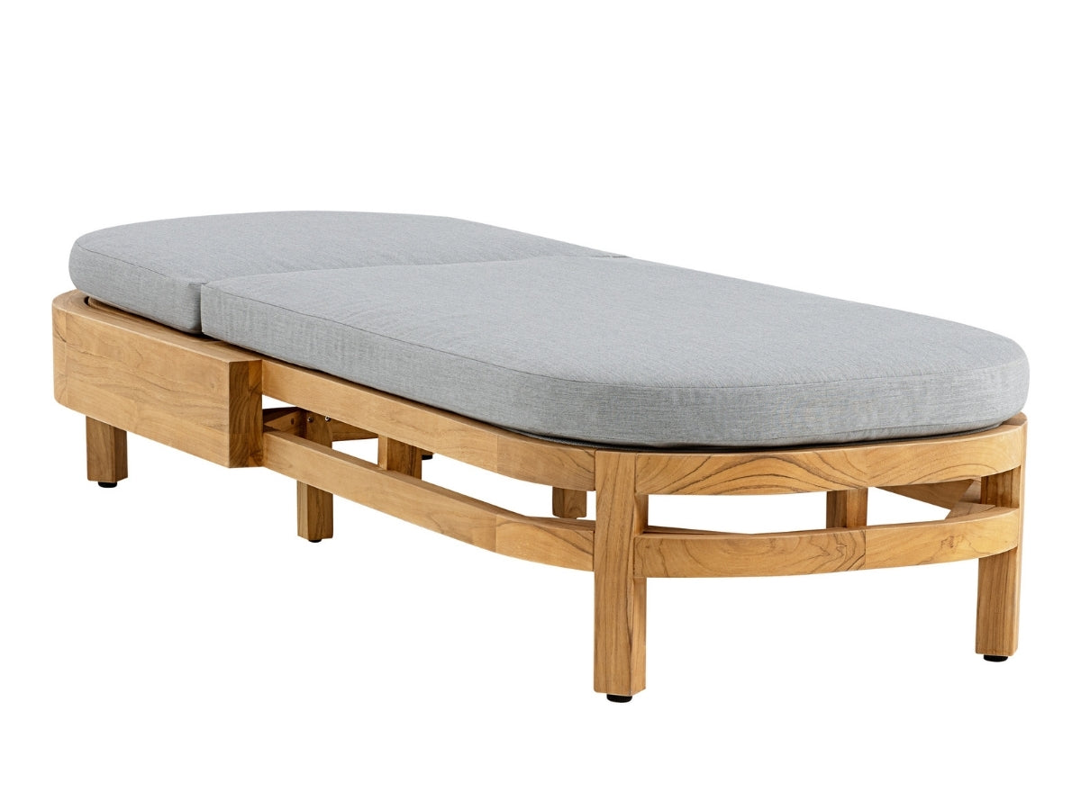 Santino® Outdoor Chaise Lounger - Gray Fabric with Teak Frame