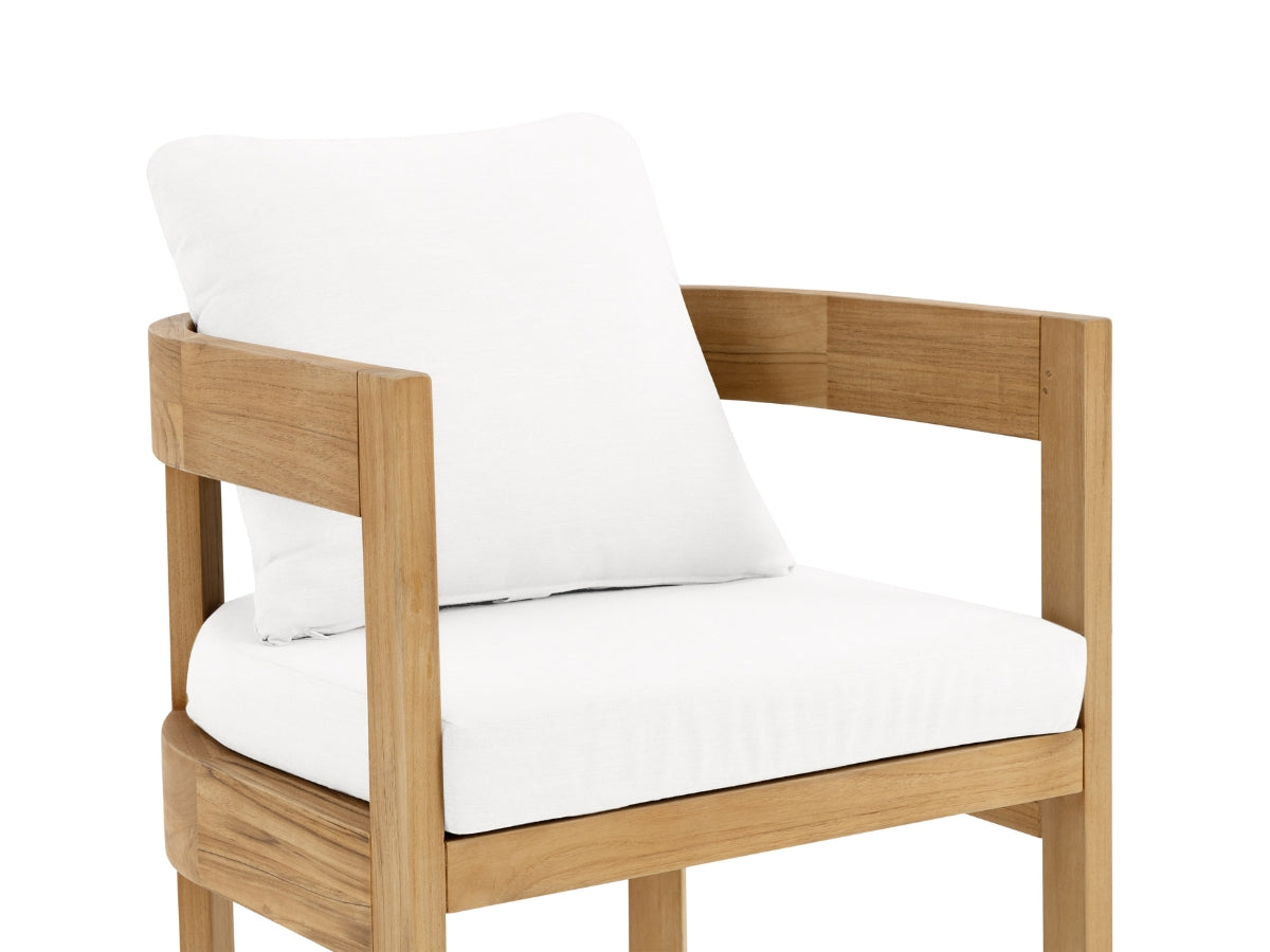Santino® Outdoor 7-Piece 74" Dining Set - White Fabric with Teak Frame