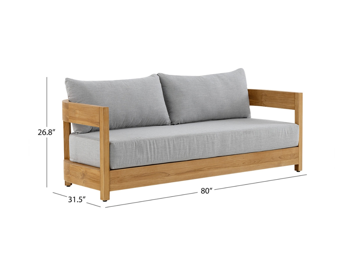 Santino® Outdoor Sofa & Coffee Table Collection - Gray Fabric with Teak Frame