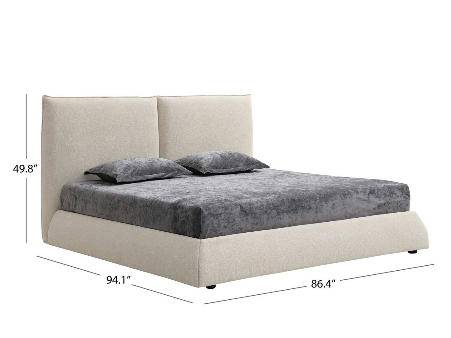 Elsen Upholstered Bed - Ivory - King