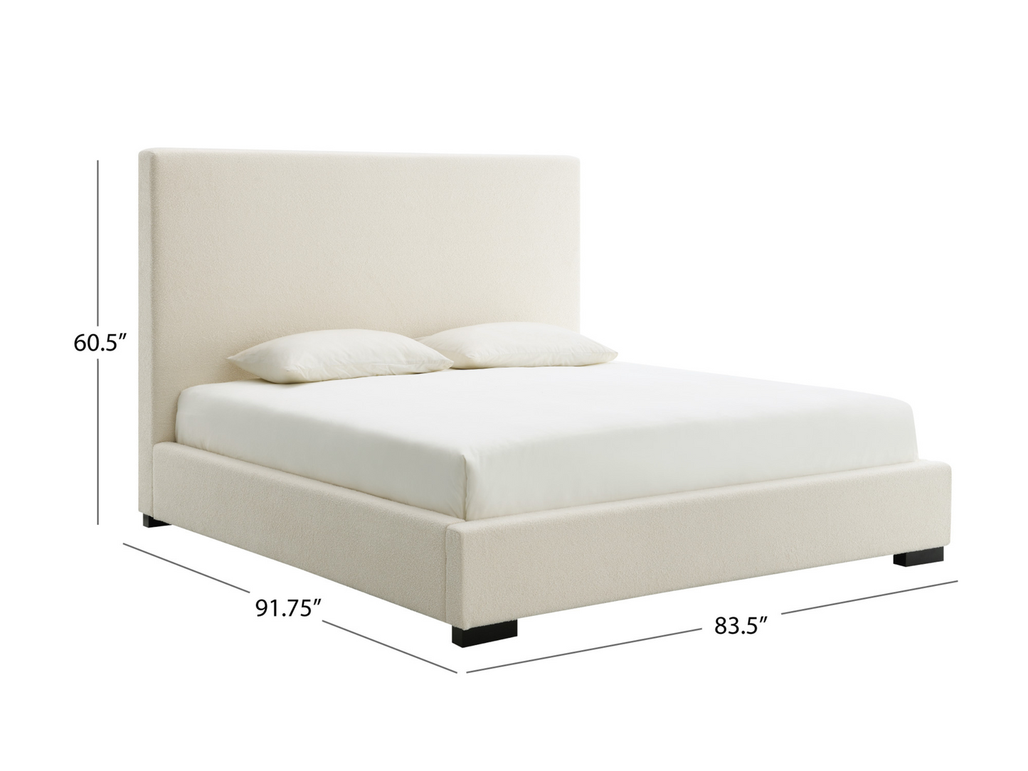 JoJo Fletcher Luciano Bouclé Fabric Bed - King - Ivory