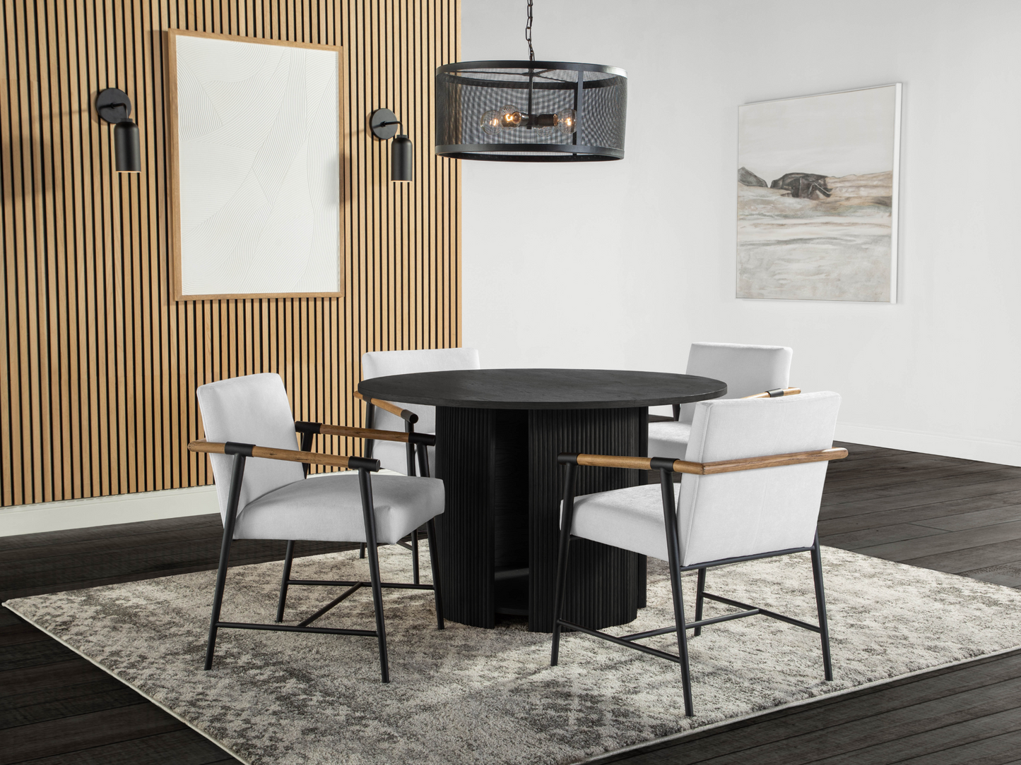 Parker 5-pc Dining Set - Black with White