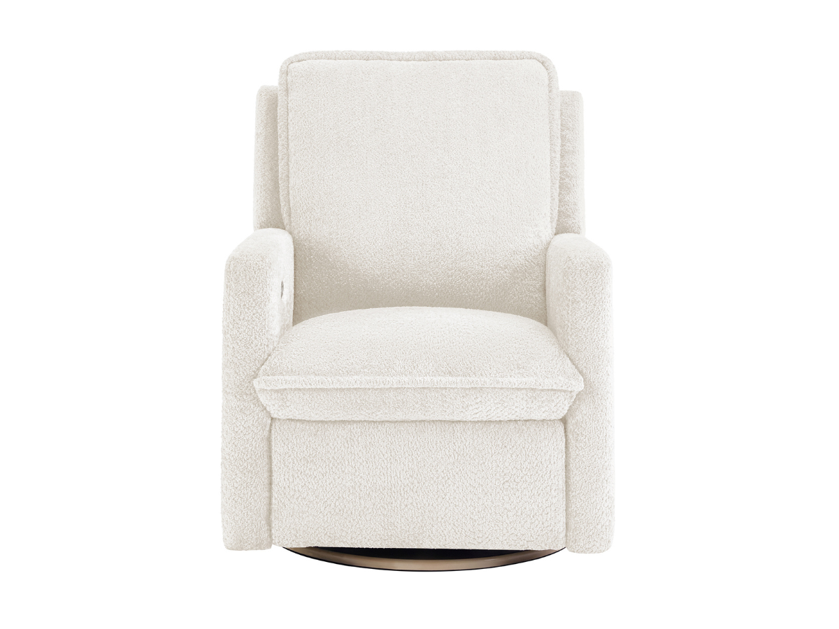 Ayden Boucle Swivel Glider Power Recliner - White