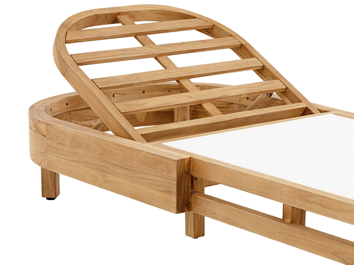 Santino® Outdoor Chaise Lounger - White Fabric with Teak Frame